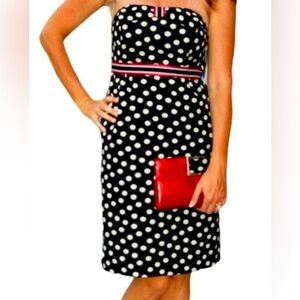 NWT Anthropologie Maeve Black Beige Polka Dot
Strapless Retro Pinup Dress Size 8